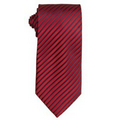 Stock Red/ Navy Striped Polyester Tie